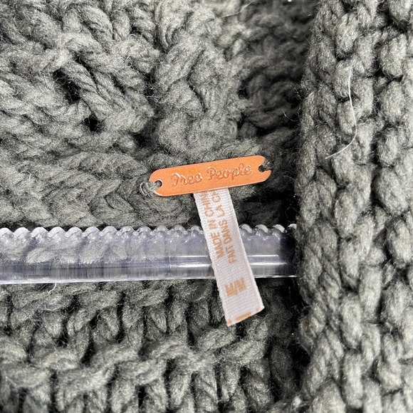 Free People Dark Green Cable Knit‎ Sleeveless Cardigan Hoodie Sweater Women's M - Picture 3 of 6